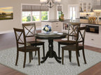 East West Furniture HLBO5-CAP-W 5 Piece Kitchen Table Set for 4 Includes a Round Dining Table with Pedestal and 4 Dining Room Chairs, 42x42 Inch, Cappuccino