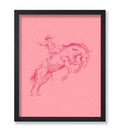 Poster Master Cowboy on Bucking Horse Poster - Retro Pink Rodeo Print - Cowboy Art - Western Art - Wild West Art - Gift for Him 