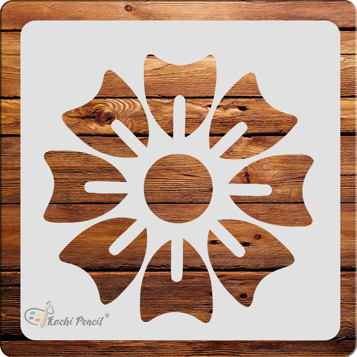 Kachi Pencil Round Design Mandala Art Art and Craft Stencils for Painting, Size 6 x 6 inch Reusable Stencil for Painting, Fabric
