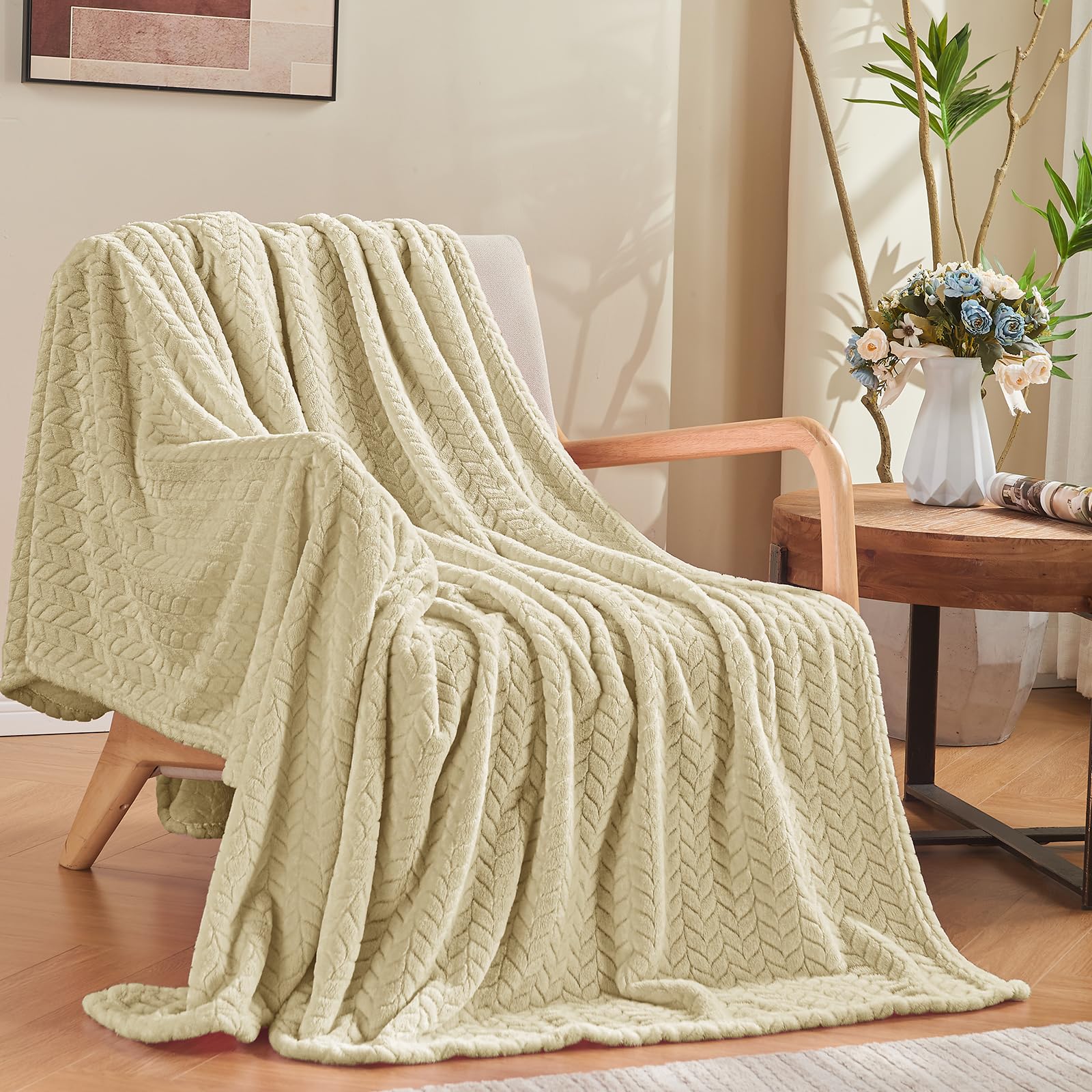 Inhand Camel Throw Blanket For Couch, Super Soft Flannel Blanket Throw Size All Season Use, 50 X 60 Inches