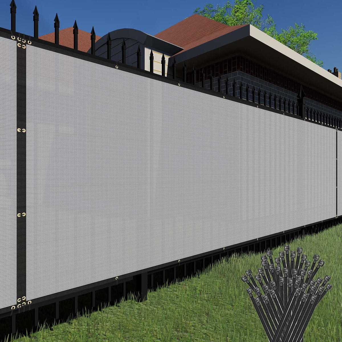 Tang Sunshades Depot Grey/Gray 4'X12' 150 Gsm With Zipties Privacy Fence Screen Commercial Construction Site Windscreen Resident
