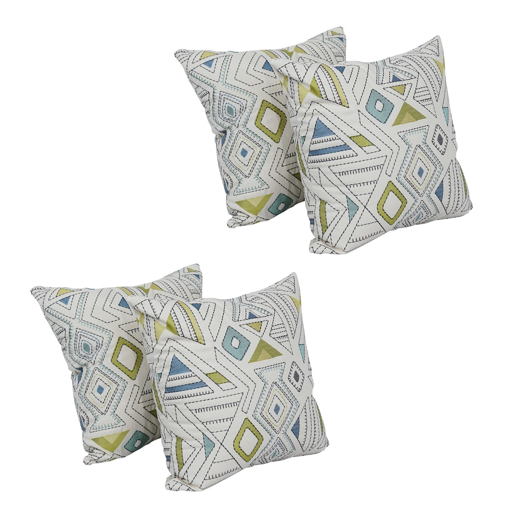 Blazing Needles Square Cotton Jacquard Throw Pillows, 17", Barista Minera 4 Count