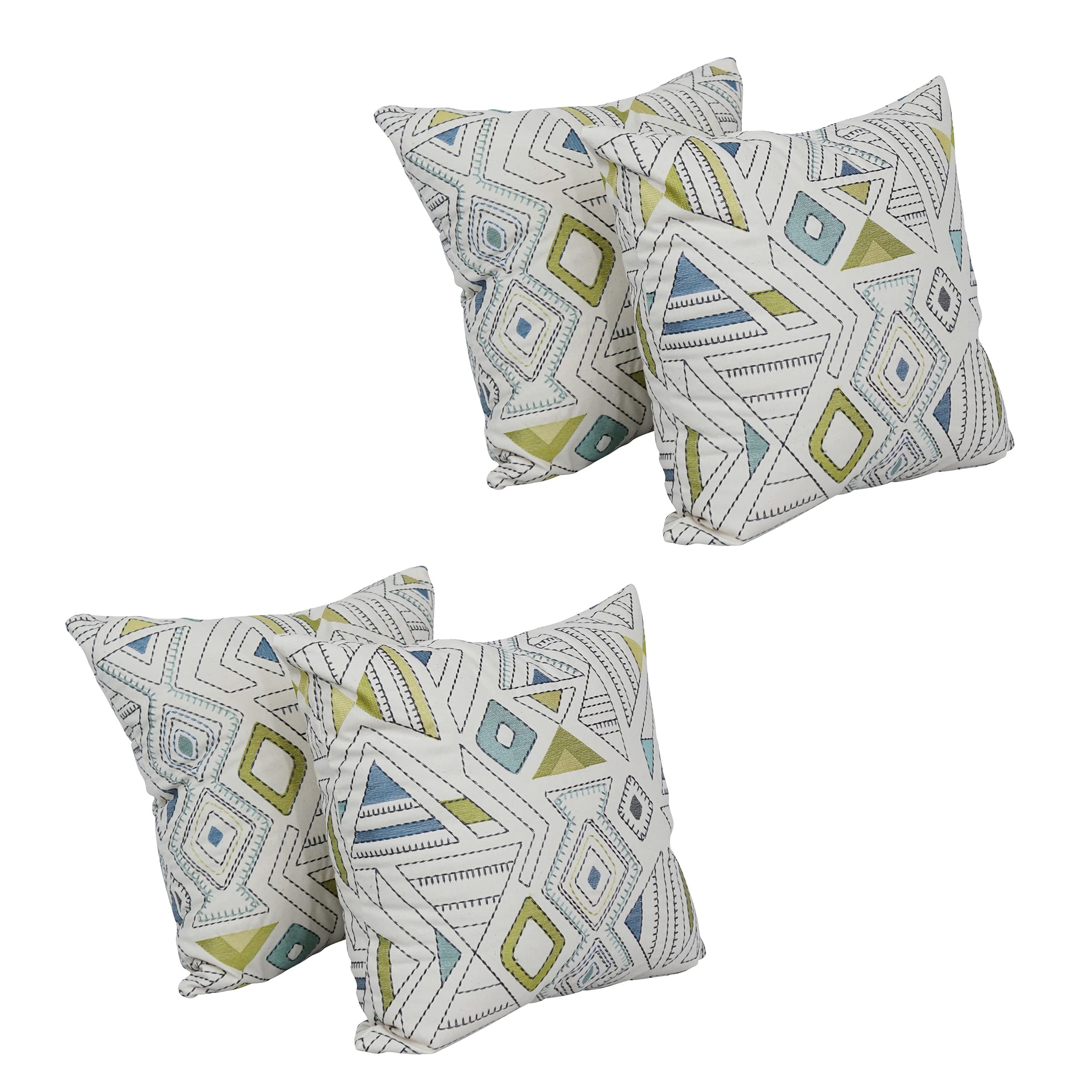 Blazing Needles Square Cotton Jacquard Throw Pillows, 17", Barista Minera 4 Count