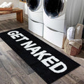 Black Get Naked Bath Mat, Long Runner Mat for Bathroom, Cute Fun Simple Bath Rug, Water Absorbent Non-Slip Microfiber Mat, 18x47