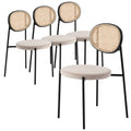 Euston Modern Wicker Dining Chair with Velvet Round Seat Set of 4