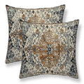 Sunshineyan Ethnic Boho Throw Pillow Covers 16X16 Set Of 2, Gold Blue Carpet Pattern Pillow Covers Rustic Farmhouse Cushion Case