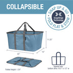 Clevermade Collapsible Laundry Tote, Denim/Charcoal 2Pk - 50L (13 Gal) Collapsible Laundry Baskets With Sturdy Pop-Up Wire Frame