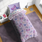 Sunny Side Up Butterfly Twin Comforter Set - 5 Piece Kids Bedding Includes Comforter, Sheets & Pillow Cover - Super Soft Purple