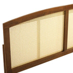 Modway Halcyon Cane Woven Rattan Full Headboard In Walnut