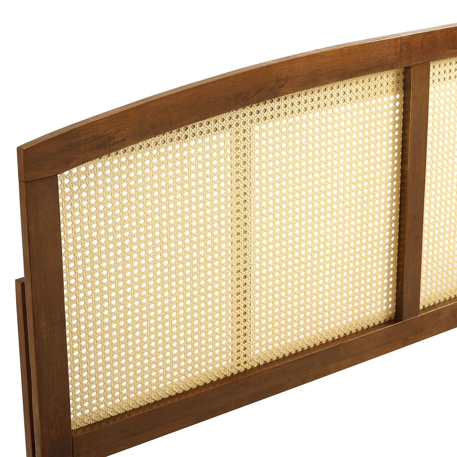 Modway Halcyon Cane Woven Rattan Full Headboard In Walnut