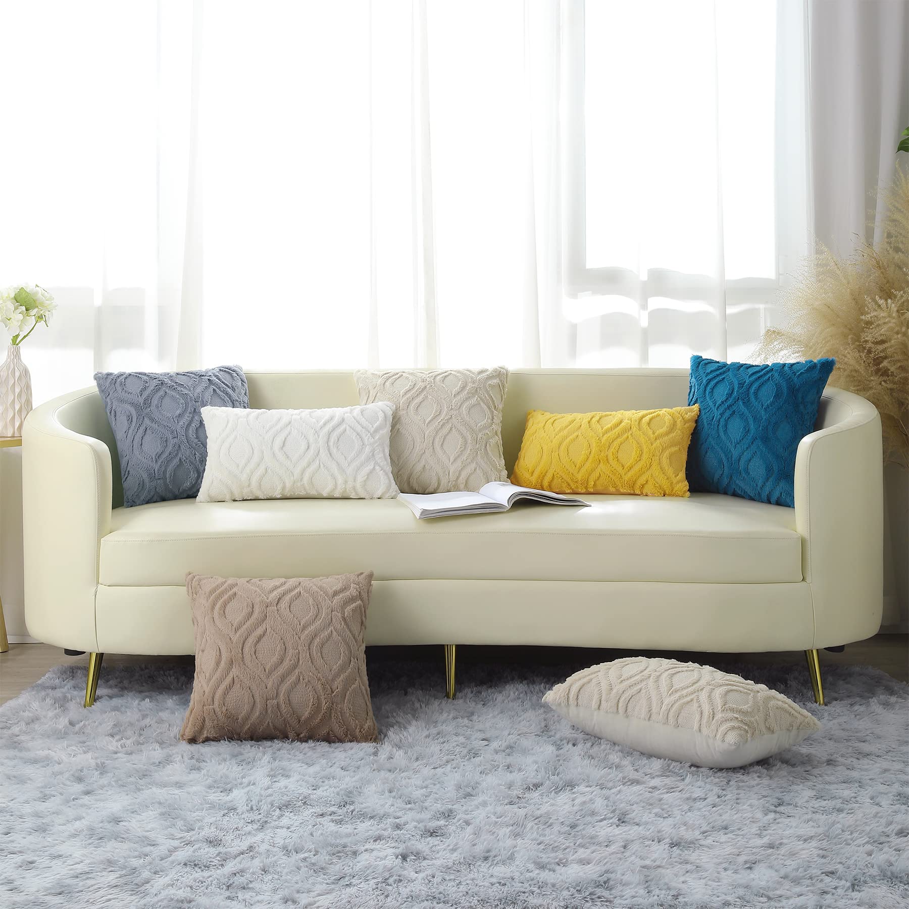 Decoruhome Decorative Throw Pillow Covers 26X26, Soft Plush Faux Wool Couch Pillow Covers For Home, Set Of 2, Teal