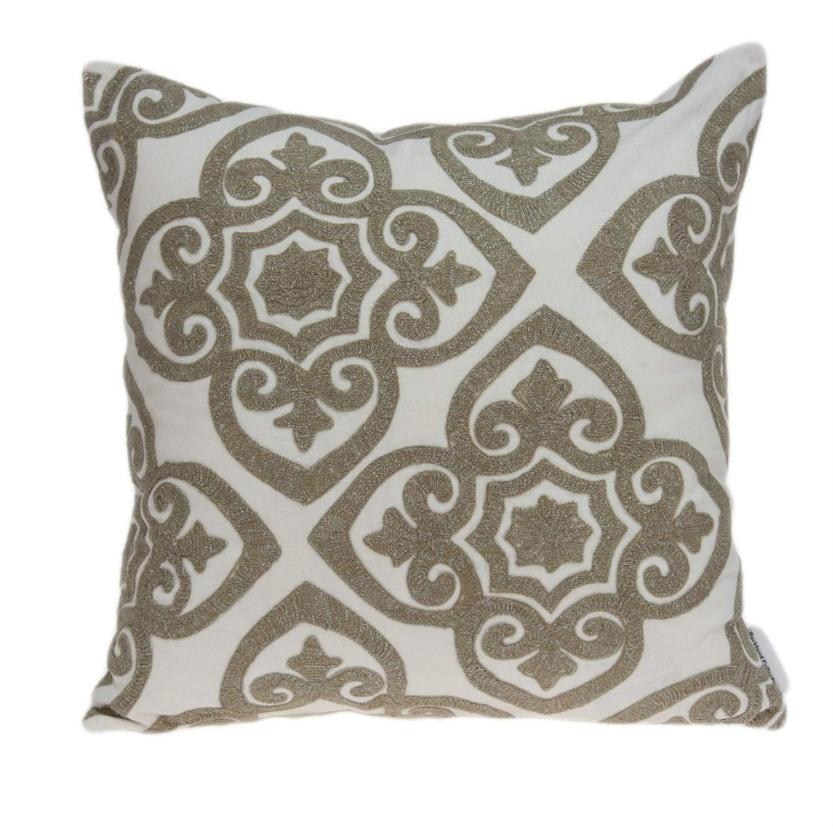 HomeRoots 100% Cotton Parkland Collection Noori Bling Ivory Pillow Cover with Down Insert