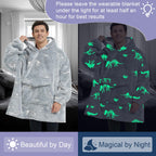 Fiosnow Glow In The Dark Dinosaur Fossil Blanket Hoodies For Women And Men Adult Oversize Wearable Blanket Hoodies For Soft And