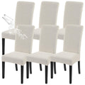 SearchI Waterproof Dining Room Chair Covers Set of 6, Stretch Jacquard Parsons Chair Slipcovers Removable Washable Kitchen Chair