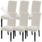 SearchI Waterproof Dining Room Chair Covers Set of 6, Stretch Jacquard Parsons Chair Slipcovers Removable Washable Kitchen Chair