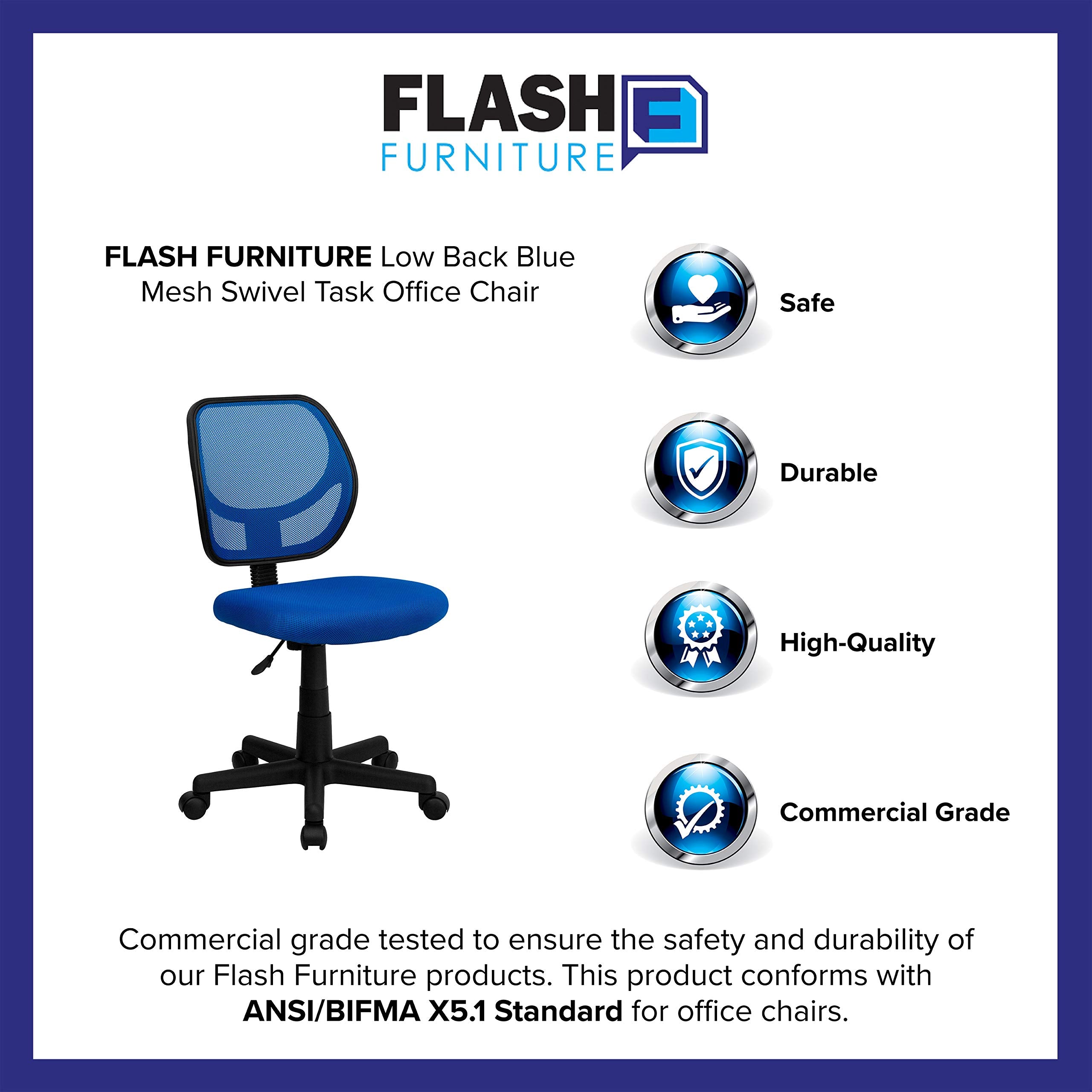 Flash Furniture Neri Low Back Blue Mesh Swivel Task Office Chair