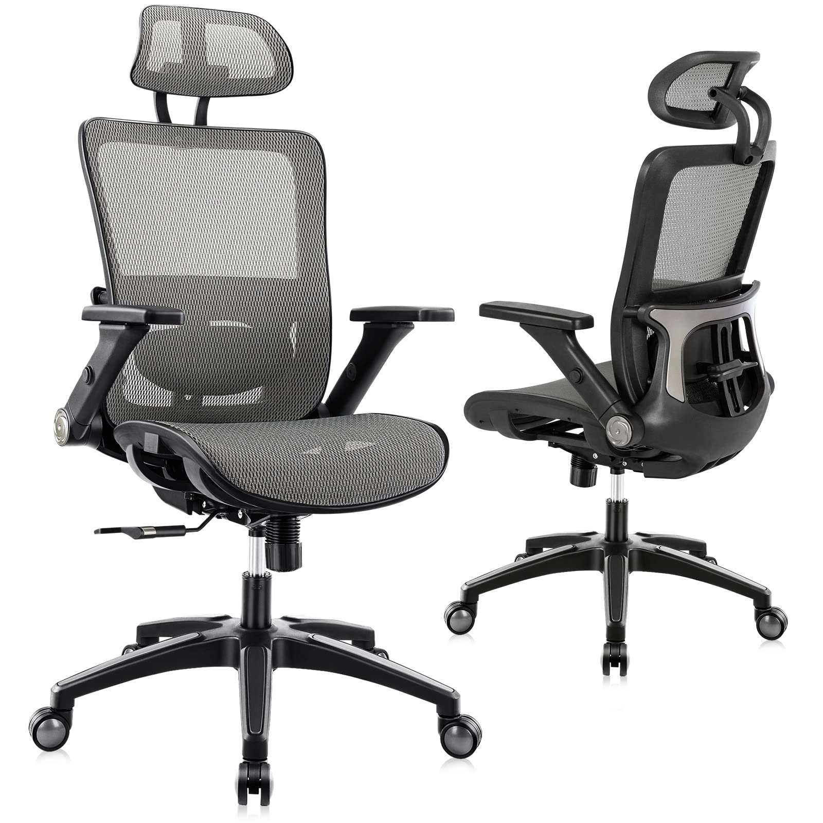 Office Chair Ergonomic Mesh Chair High Back Computer Desk Chair with 3D Armrest Adjustable Lumbar Support and Headrest Receling 