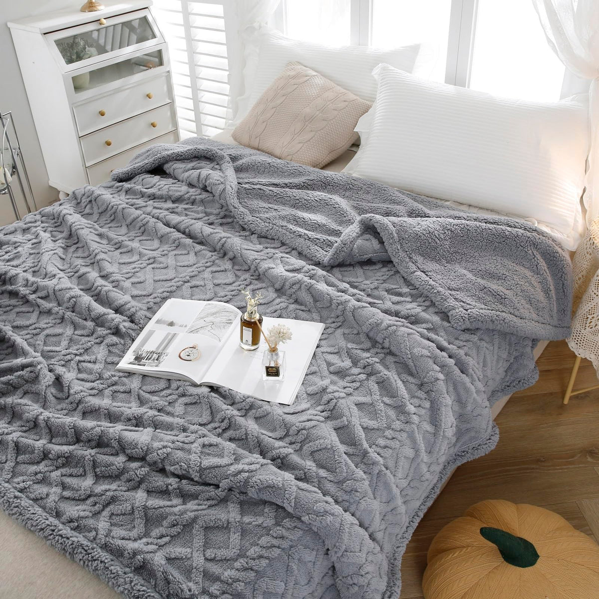 Pu Mei Sherpa Throw Blanket For Couch Sofa 90   *80   - Fleece Tufted Fuzzy Soft Cozy Blanket For Bed, Thick Warm Blanket For Al