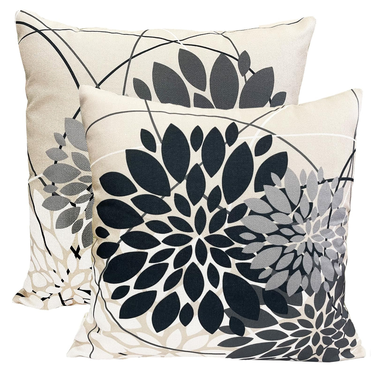 Grey Black Decorative Throw Pillow Covers 18x18 Inch Pillow Covers for Couch Living Room Car Outdoor.Modern Sofa Throw Pillow Co