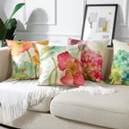 Artscope Set Of 4 Waterproof Throw Pillow Covers 16X16 Inches, Hydrangea And Lotus Pattern Decorative Cushion Covers, Perfect To Outdoor Patio Garden Living Room Sofa Farmhouse Decor