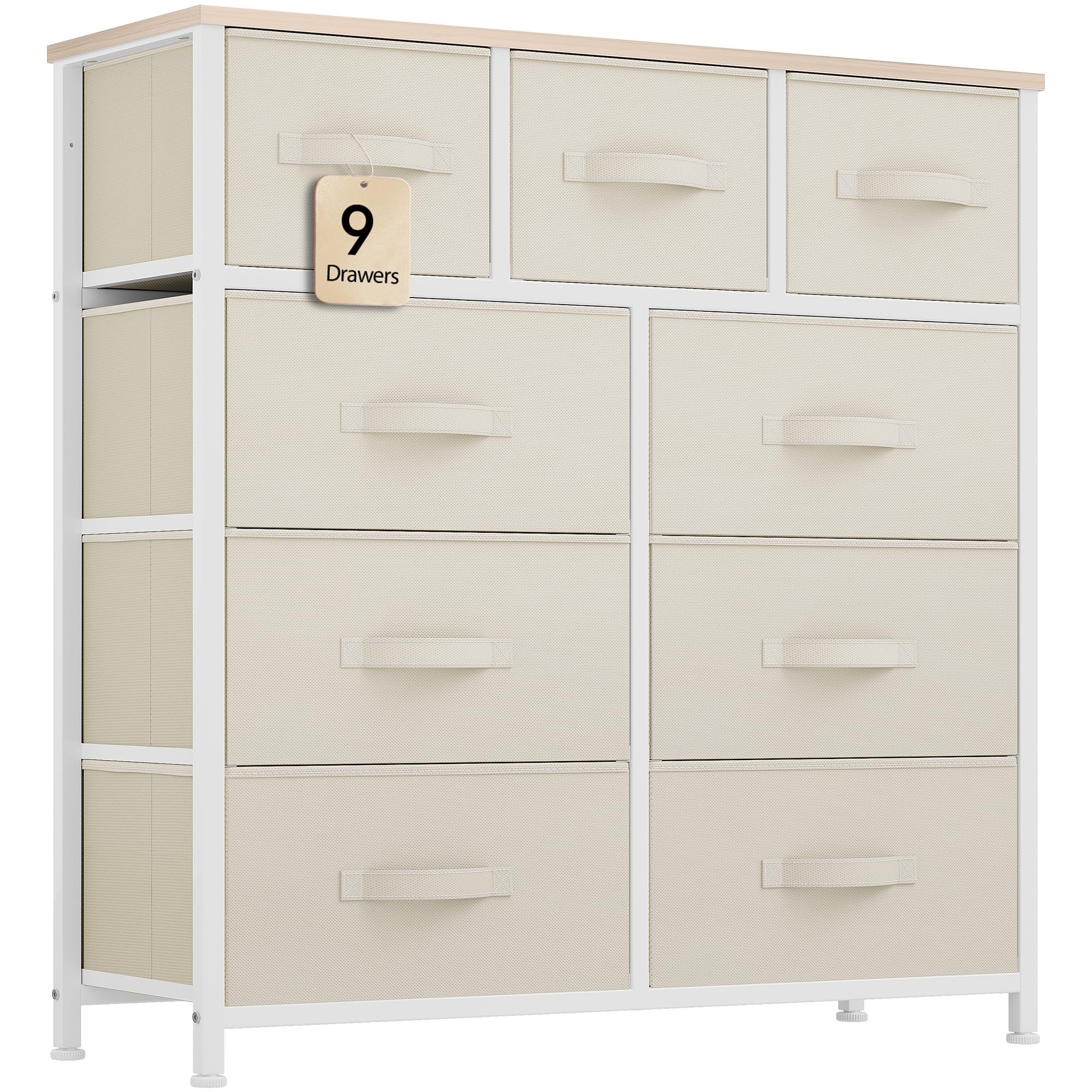 YITAHOME 10 Drawers Dresser, Fabric Dresser, Tall Chest Organizer Unit for Living Room, Hallway, Closets, Sturdy Steel Frame, Wo