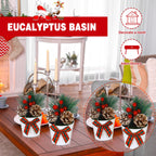 Jexine 3 Set Christmas Tiered Tray Decor Mini Potted Eucalyptus Decor Farmhouse Plant Decor Items For Tiered Trays Farmhouse Art