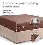 King Fitted Bed Sheet - Hotel Luxury & Cooling Single Fitted Sheet Only - Easily Fits Mattress Up To 16 Inches Perfectly - Soft, Wrinkle Free, Breathable & Comfy Brown Single Fitted Bed Sheet