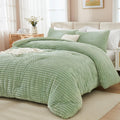 Andency Fleece Queen Comforter Set, 3 Pieces Sage Green Comforter Set for Queen Size Bed, Soft Warm Fluffy Fuzzy Bedding Set for