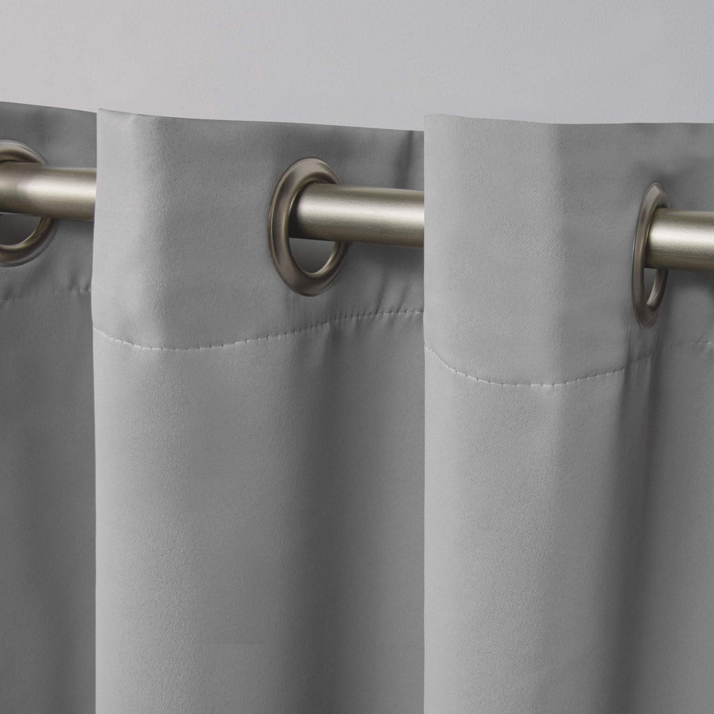 Exclusive Home Sateen Twill Woven Room Darkening Blackout Grommet Top Curtain Panel Pair, 52''X84'', Veridian Grey