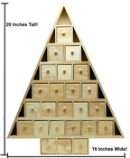 20 Inch Tall Christmas Tree Shaped Advent Calendar - Countdown With 24 Removable, Fillable Drawers | Unfinished Wood, Ready To D