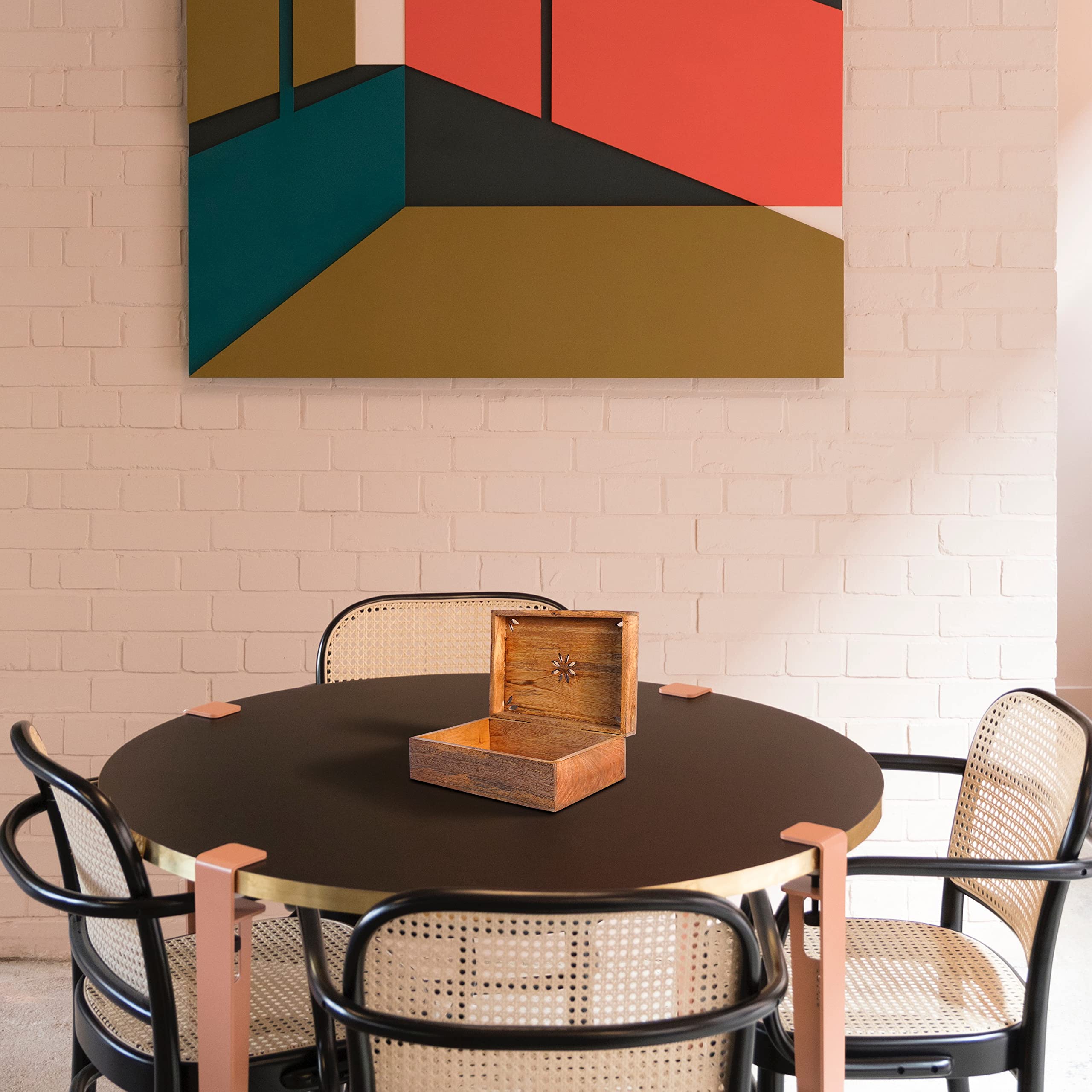 Mela Artisans Decorative Storage Box With Hinged Lid - Light Burnt, Xl | 10.5    X 7.5    X 4    | Rustic Serena Style | Crafted