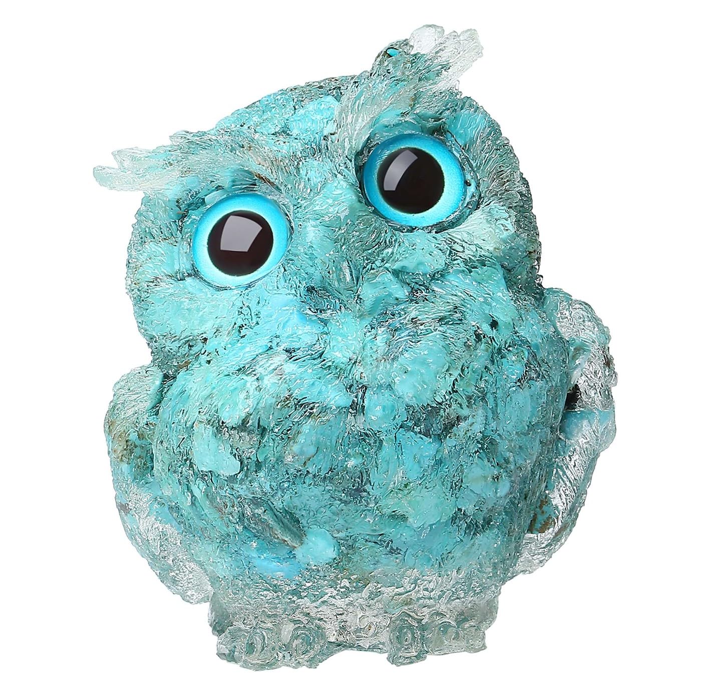 LAIDANLA Turquoise 2.4 Owl Statue Natural Healing Crystal Cute Owl Animal Figurine Pocket Sculpture Reiki Spiritual Energy Gemst