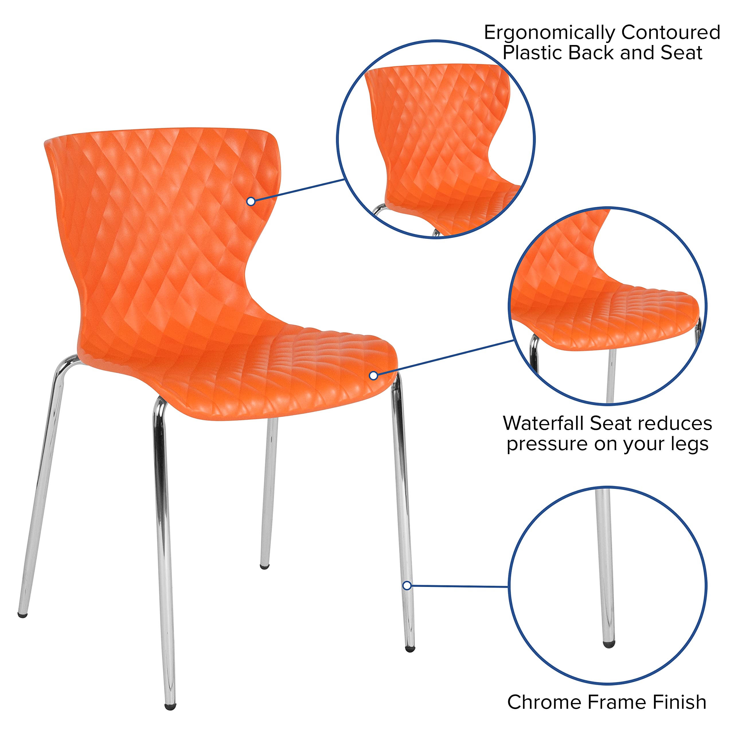 Flash Furniture Lowell Contemporary Design Orange Plastic Stack Chair