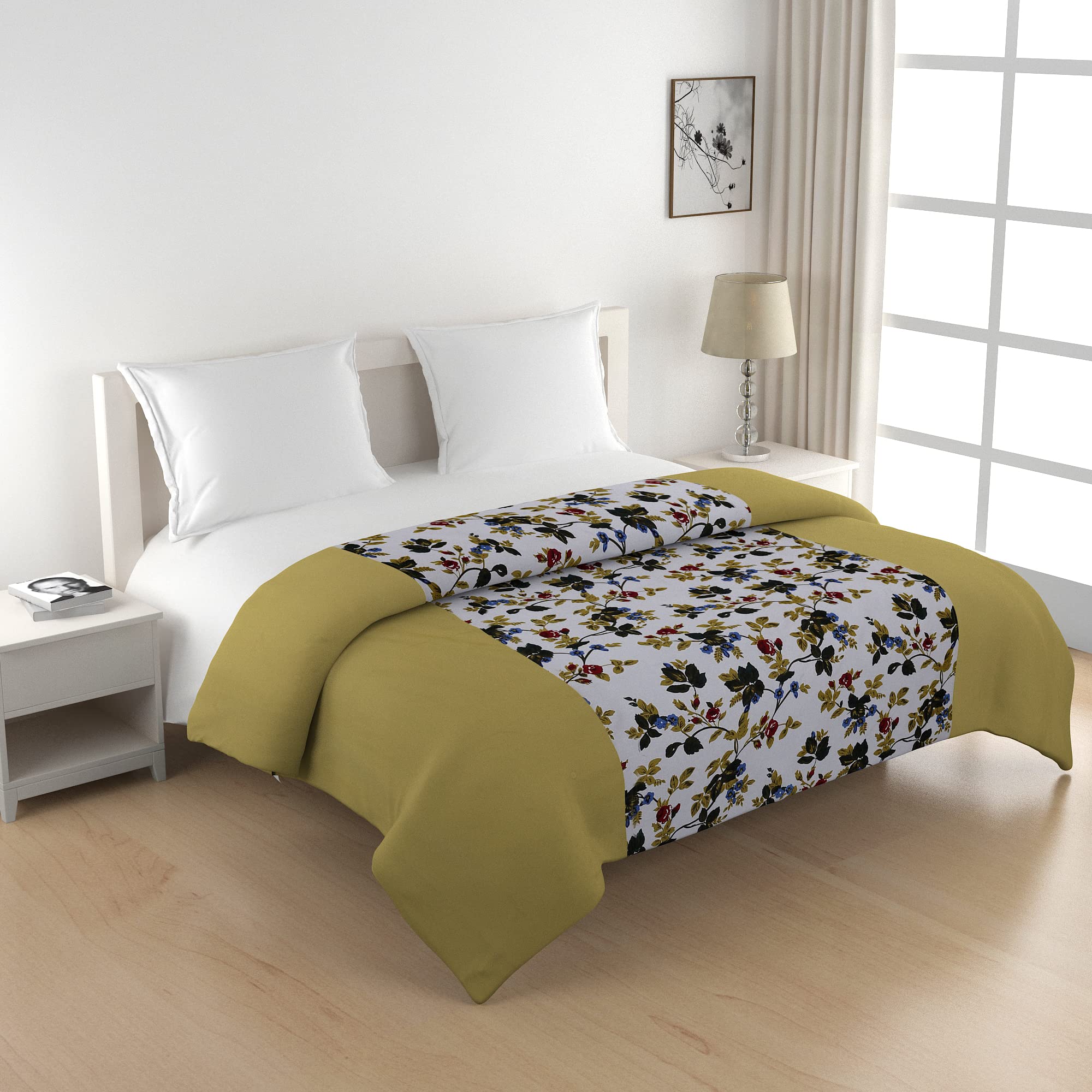Swayam Single Size Ac Comforter | 225 Cm X 150 Cm | Green, 150 Gsm | Comes With Health Layer : Prevents Oozing Out Of Fibre