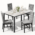 Hooseng Dining Table Set For 4, Faux Marble Small Kitchen Table Chairs Set Of 4 With Luxurious Button Tufted Dinner Chairs For K