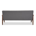 Baxton Studio Sorrento Mid-Century Retro Modern Fabric Upholstered Wooden 3-Seater Sofa, Grey 70.59 x 29.45 x 32.96