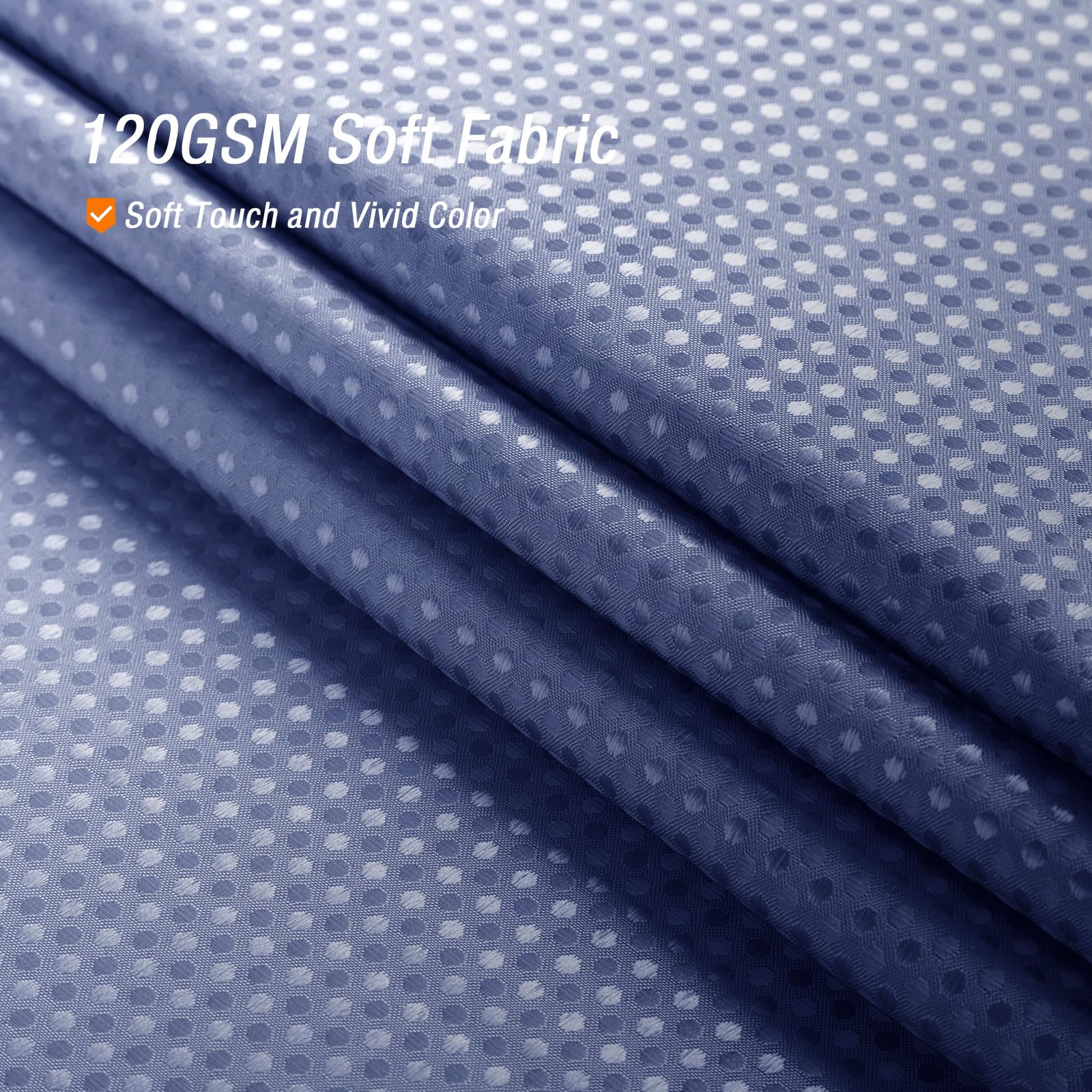 Gibelle Waffle Weave Ombre Fabric Shower Curtain Navy Blue Bathroom Decor Accessories Set With Hooks, Water Repellent And Machin