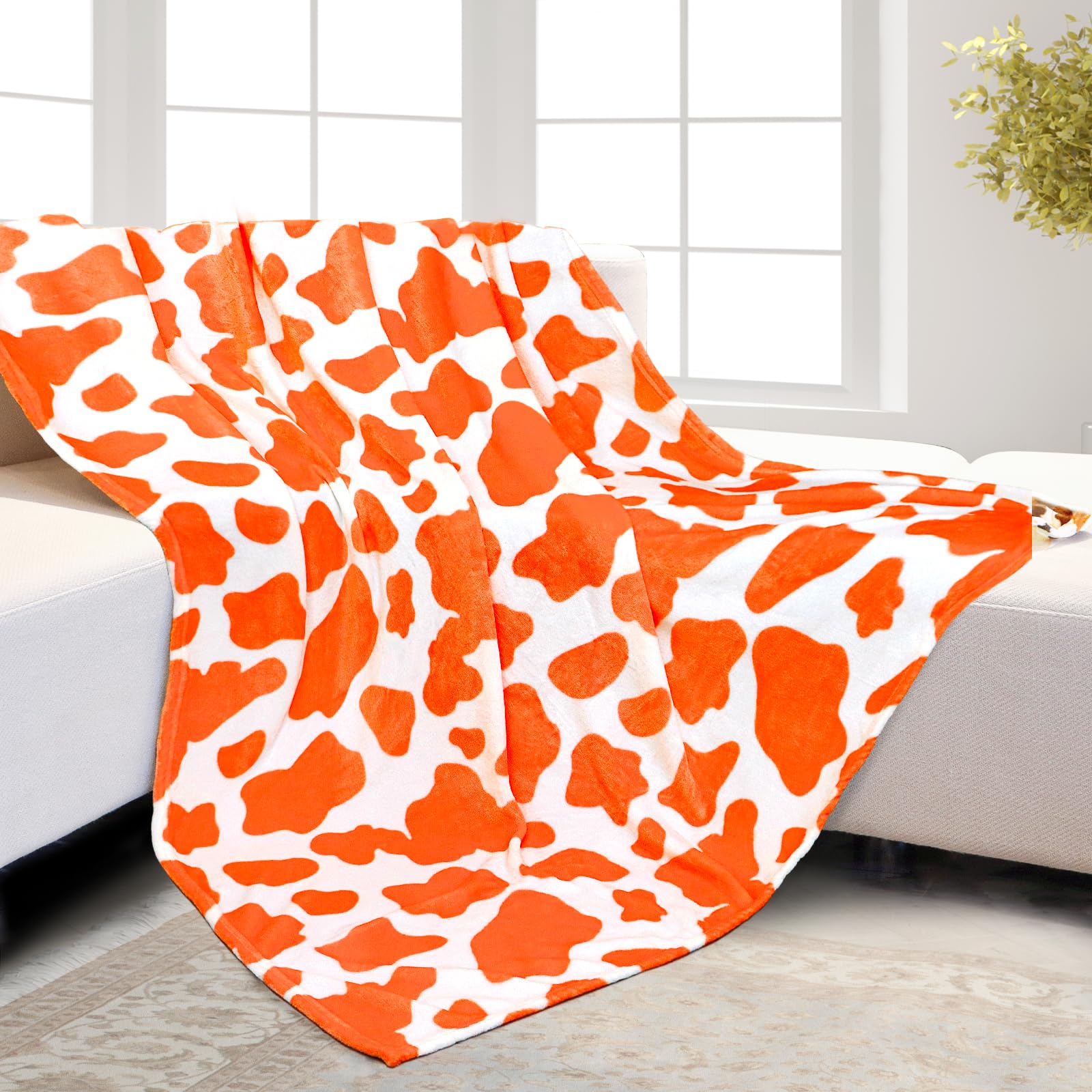 Hseec Orange Throw Blankets Fleece Soft Blankets & Throws Super Soft Plush Blanket Twin Size