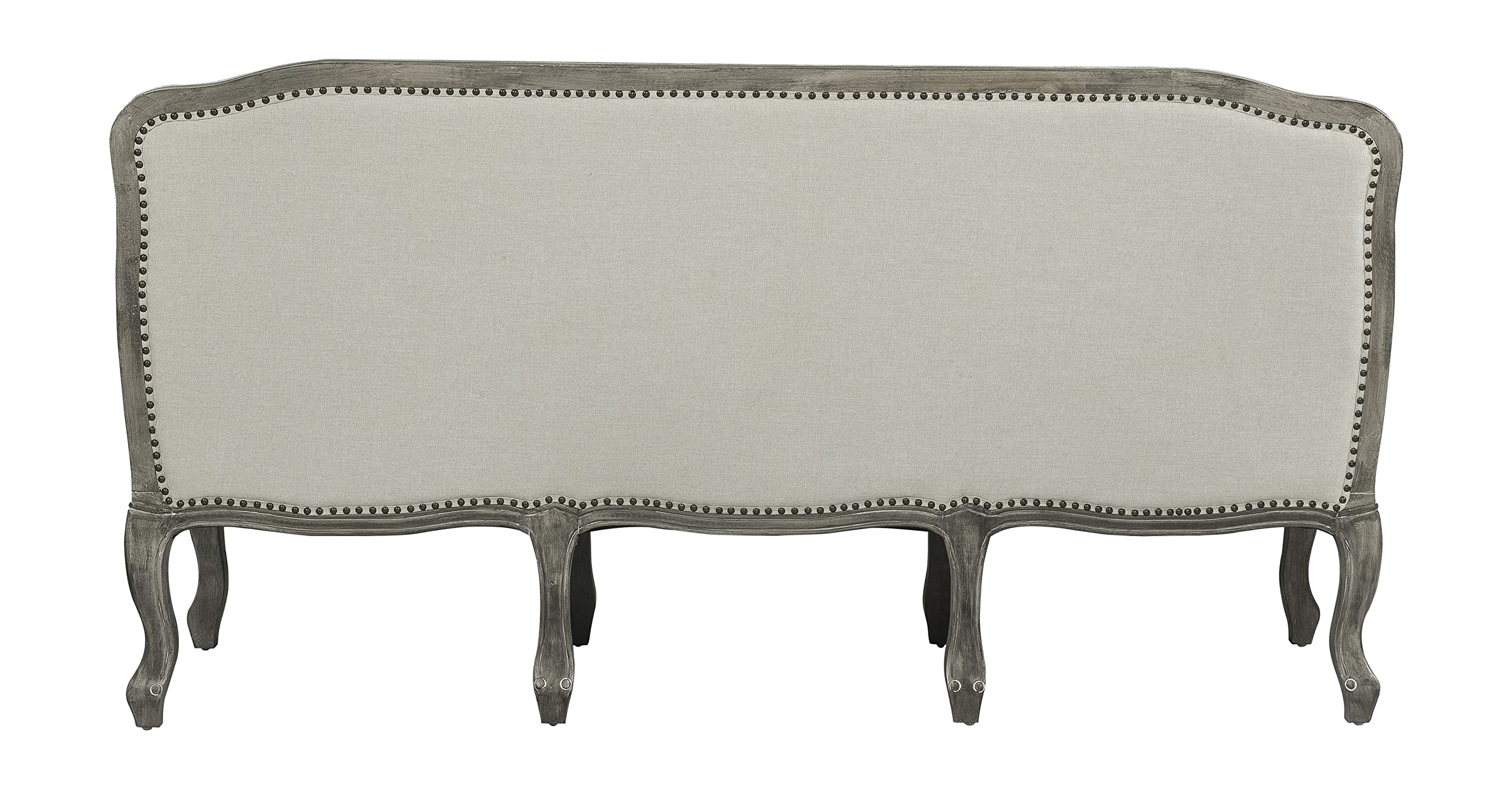 Acme Furniture Upholstered Sofa with Nailhead Trim, Cream and Brown