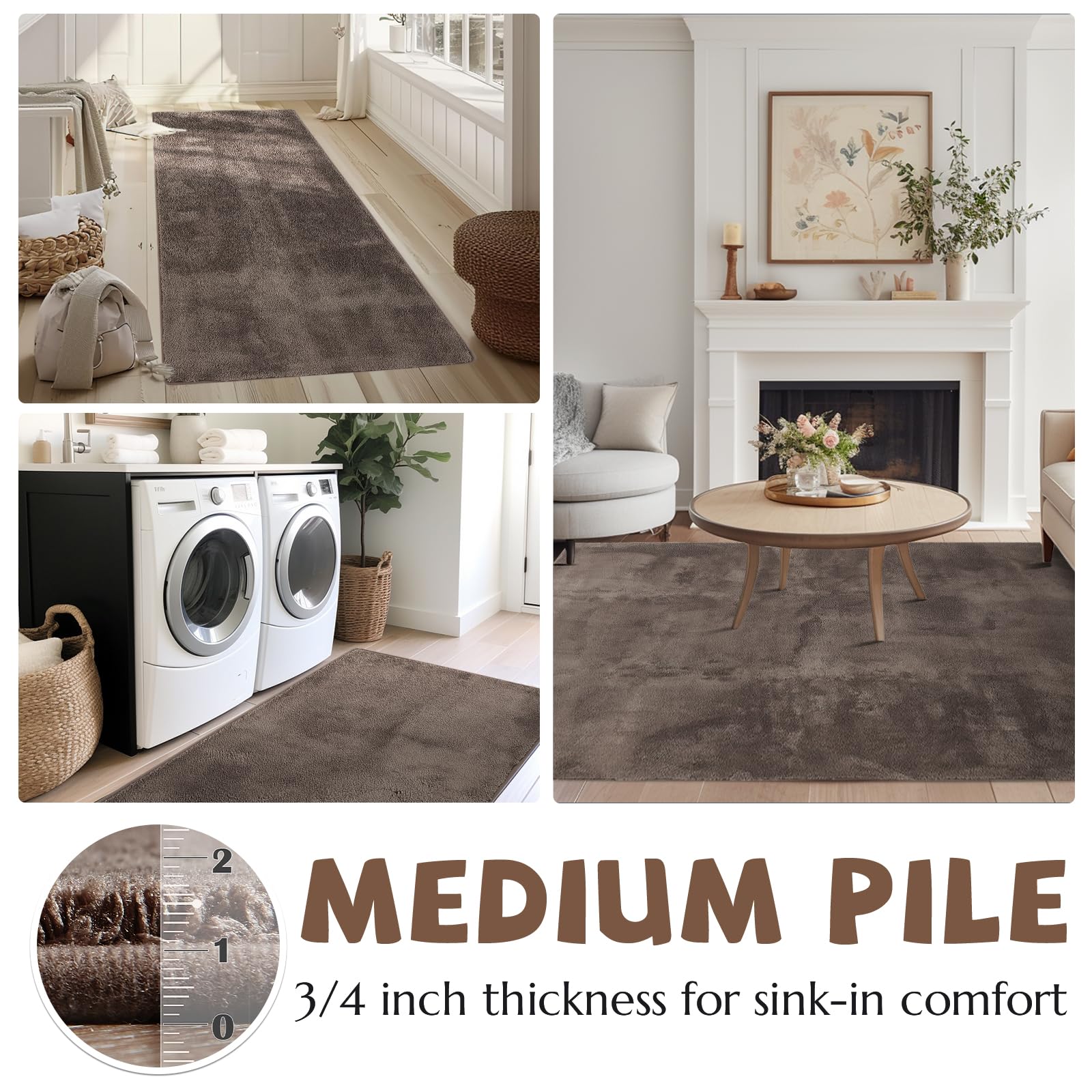 Jinchan Solid Plush Area Rug 5X7 Performance Shaggy Rug Washable Area Rug Indoor Soft Rug Modern Faux Wool Rug Cozy Non Slip Car