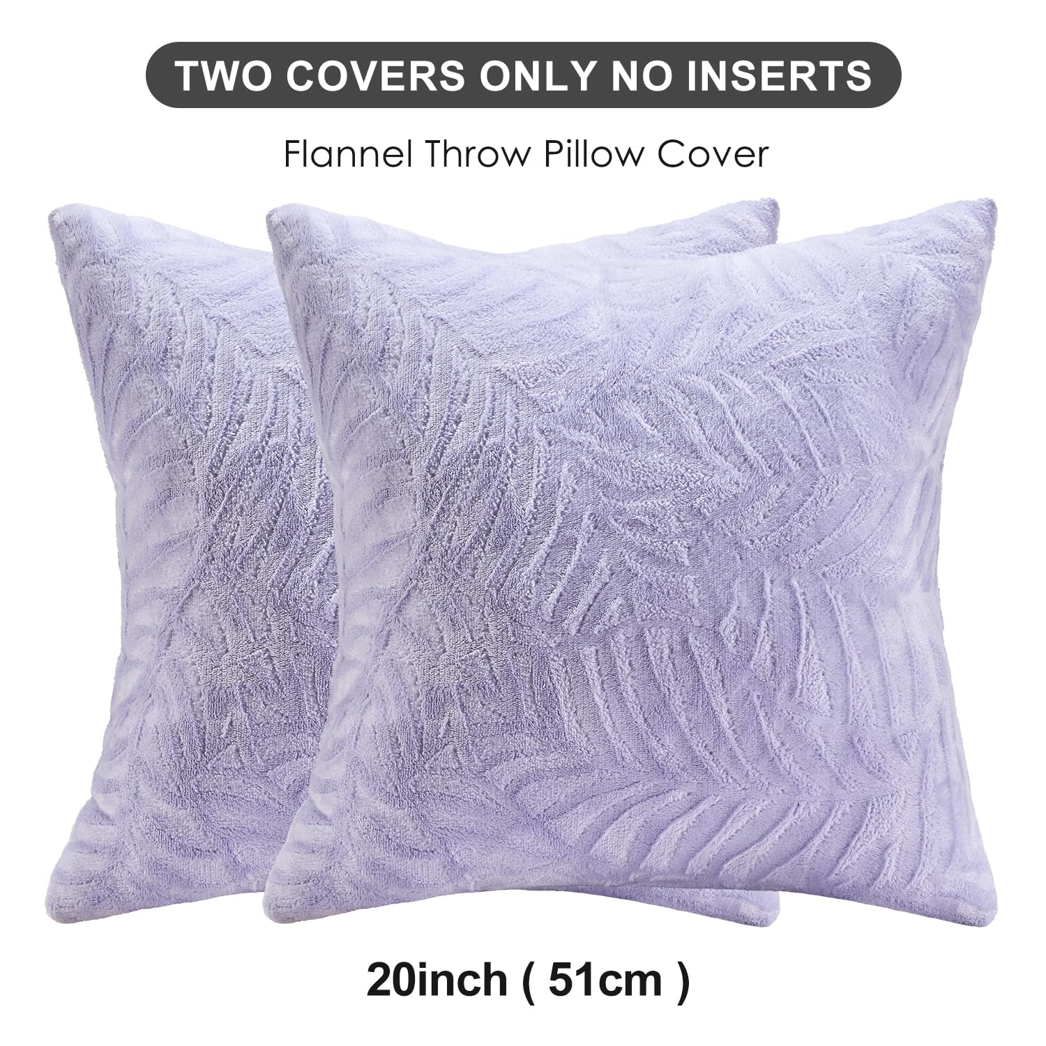 Sochow Decorative Throw Pillow Covers 20X20 Inches Set Of 2, Soft Leaves Textured Flannel Fleece Pillowcase Square Cushion Cover