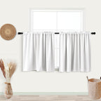 Koufall White Rod Pocket Blackout Tier Short Curtains 52X24 Inches Long