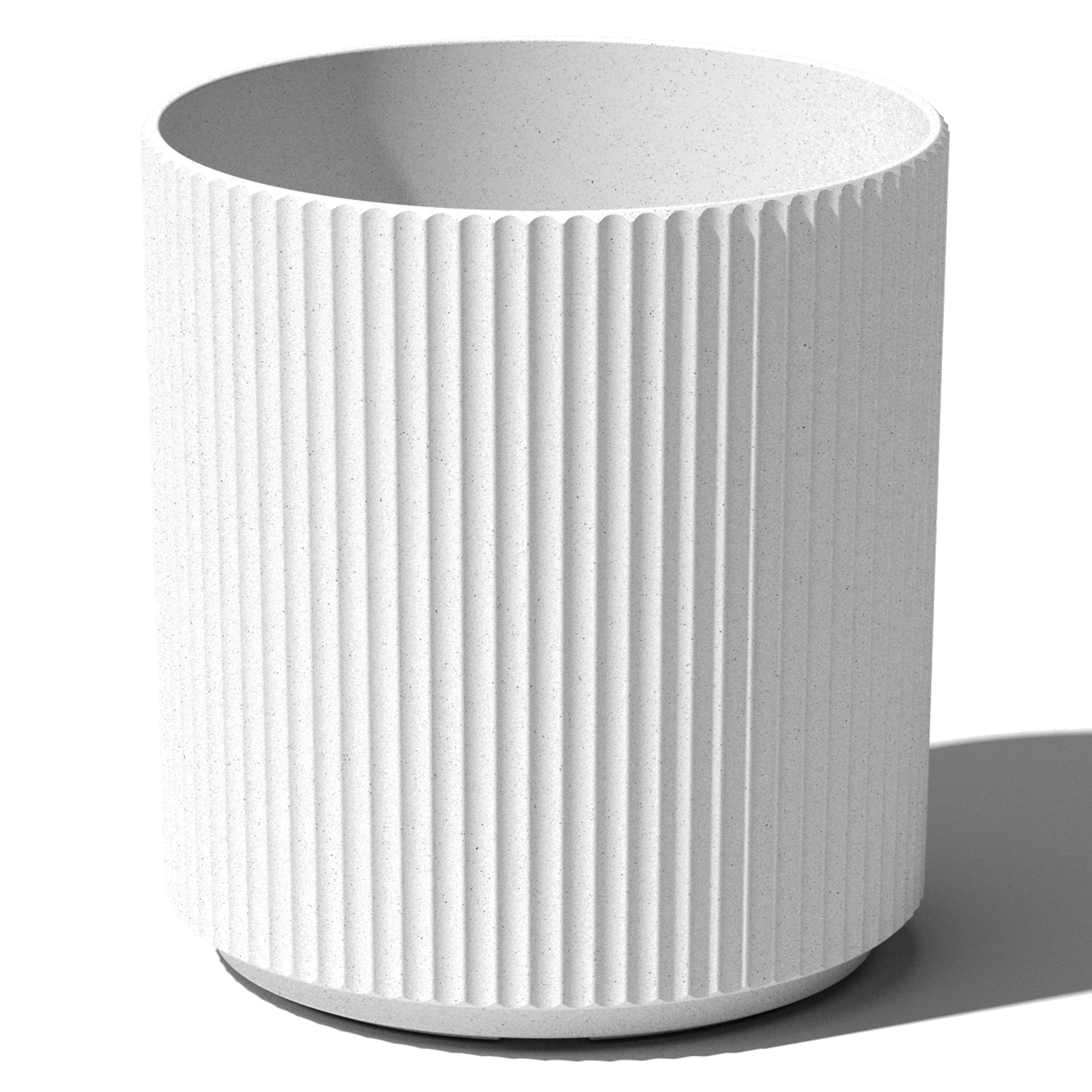 Veradek Demi Planter, White, 15 In Wide X 16 In High, All Weather Resistant, Made From Patent Concrete-Plastic Composite With Re