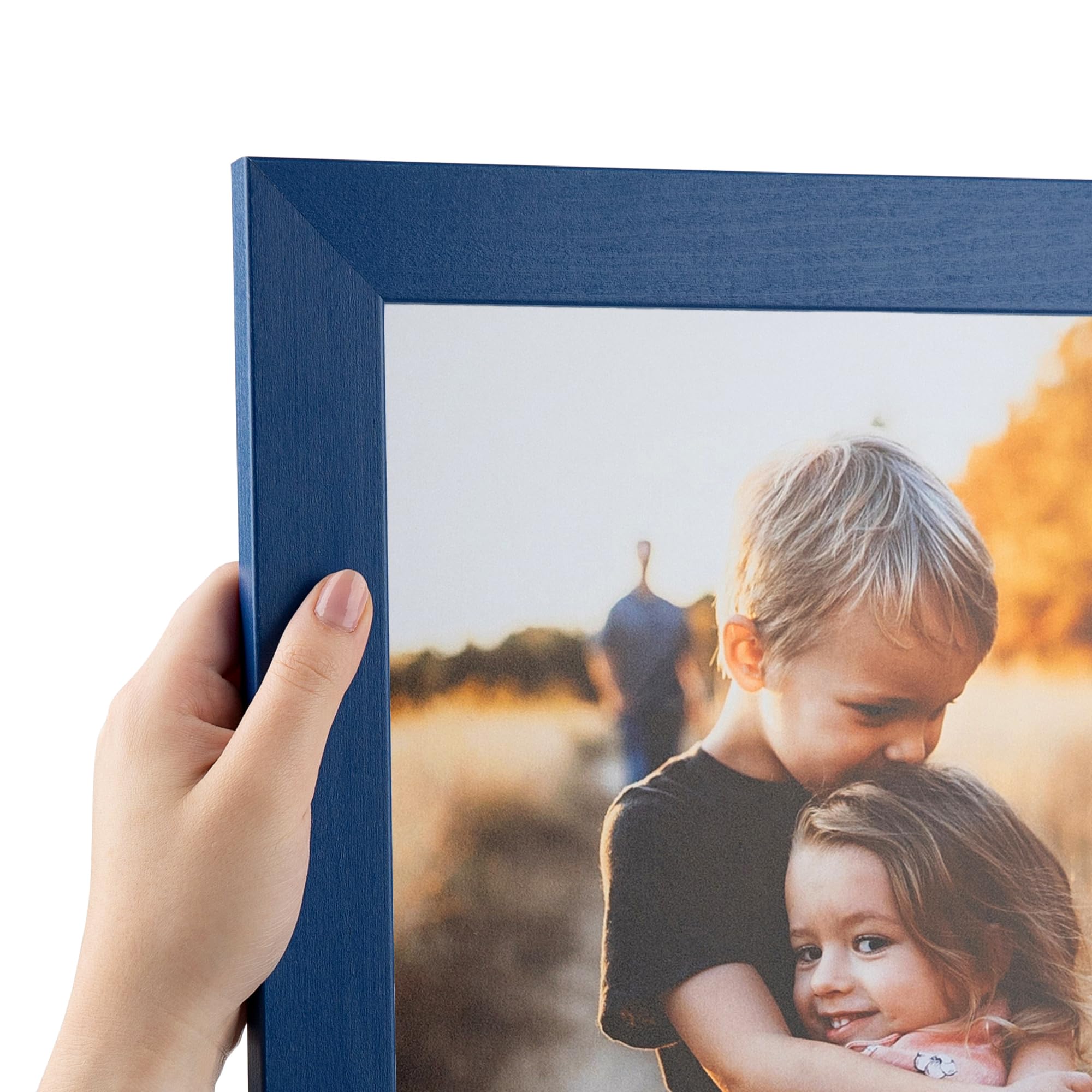 ArtToFrames 24x36 inch Blue Stain on Beech Wood Picture Frame, WOM0066-81792-YBLU-24x36