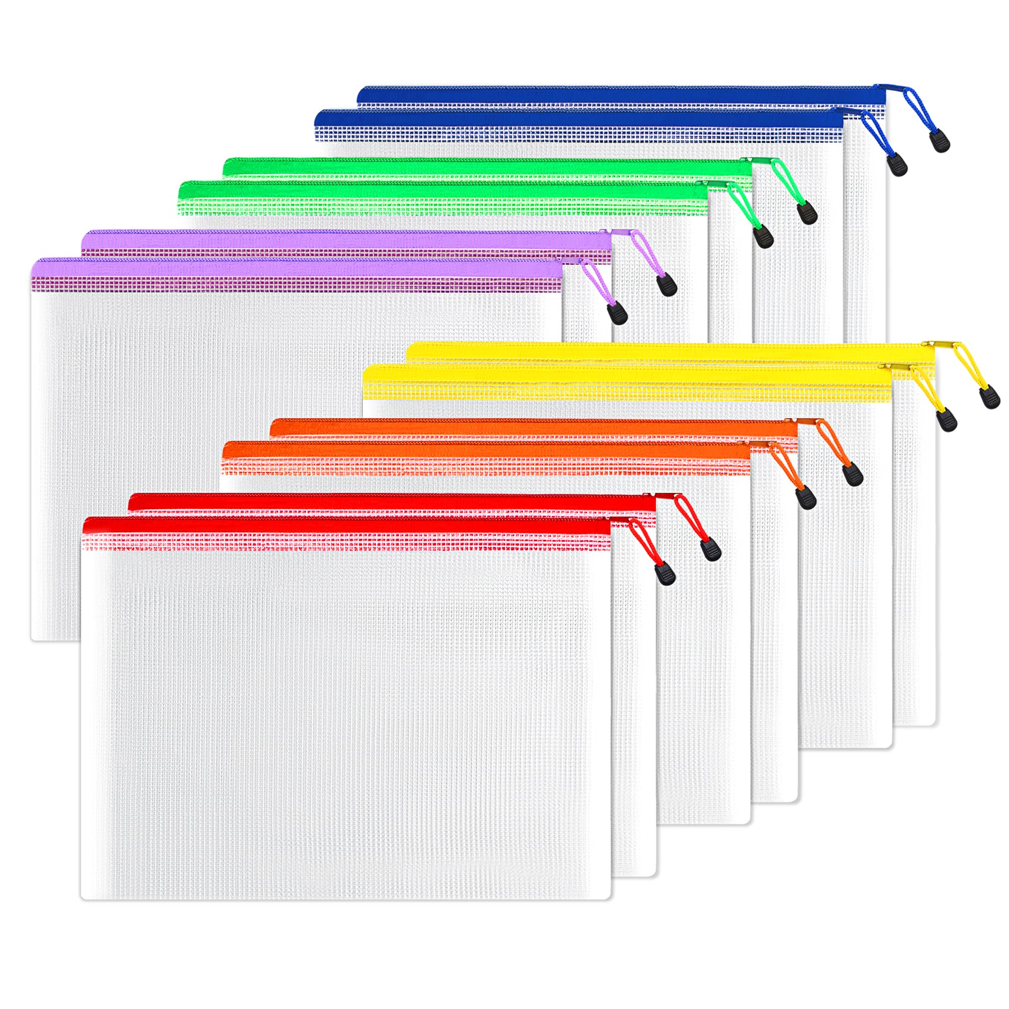 Sunee 12Pcs Mesh Zipper Pouch 11X16, Large Storage Bags For Board Game & Puzzle Organizing, Reusable Plastic Zip Organizer For T