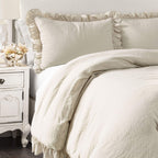 Lush Decor Reyna Ruffle Comforter Set - 3 Piece Cozy Ruffled Bedding Set - Timeless Elegance And Comfort For Bedroom - King, Whe