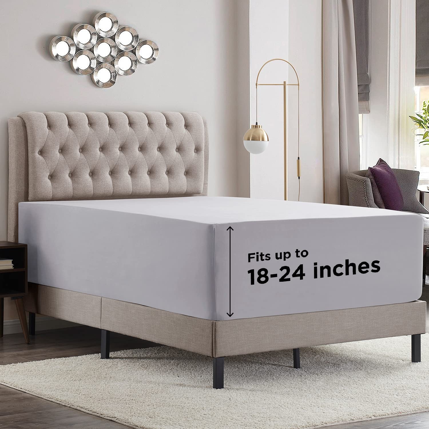 Empyrean Queen Fitted Sheet, Ultra Soft Microfiber 110Gsm Extra Deep Pocket Fitted Sheet Only, Fits 18 To 24 Inches, Moisture Wi