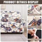 Searchi Stretch Sofa Cover Printed Couch Cover, Floral Pattern 4 Pieces Sofa Slipcover With 3 Separate Cushion Cover, Washable Furniture Protector For Living Room(Sofa, Flower Pattern)