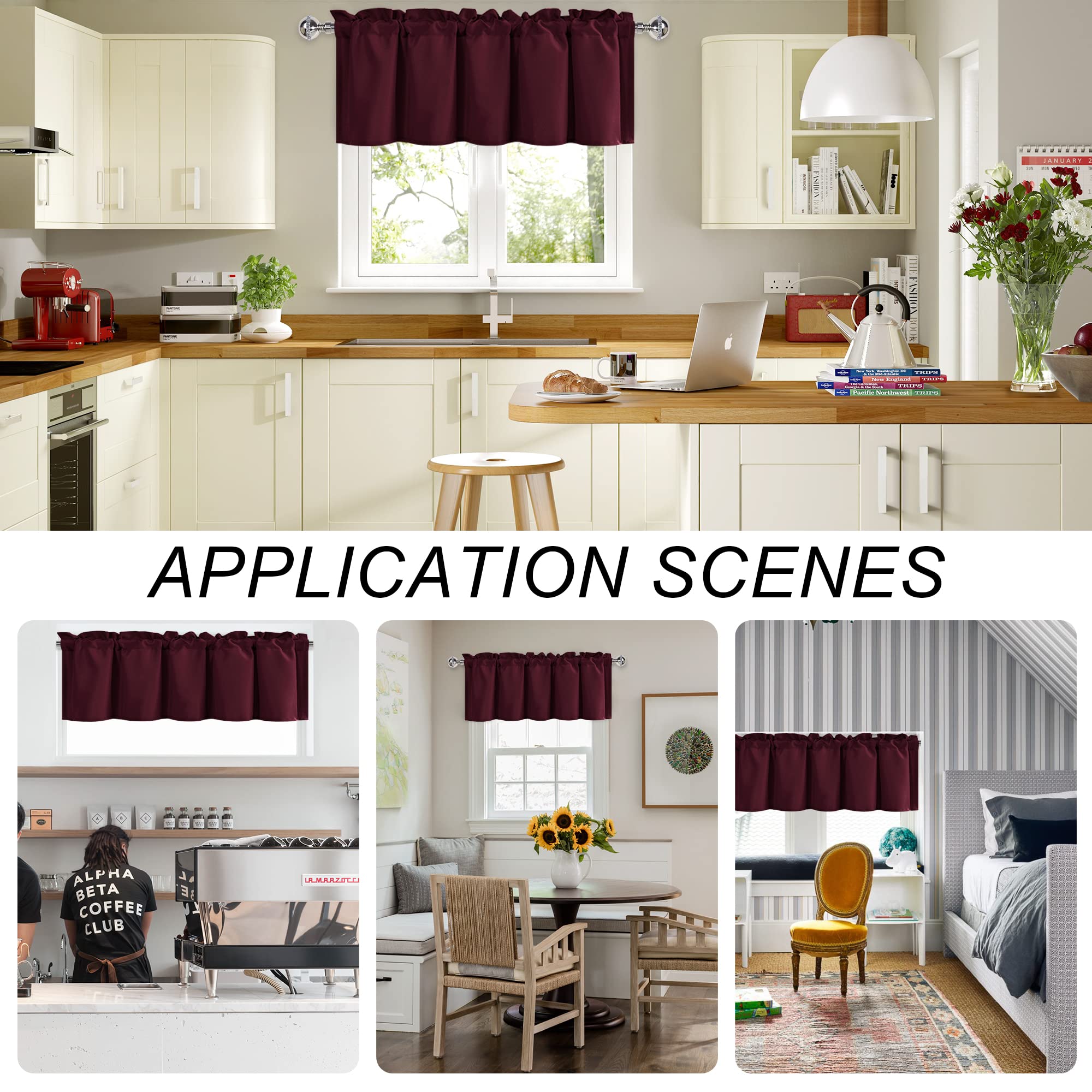 Dwcn Christmas Valance Curtains For Living Room, Kitchen Valance Solid Short Topper - Solid Rod Pocket Window Valance For Bathro