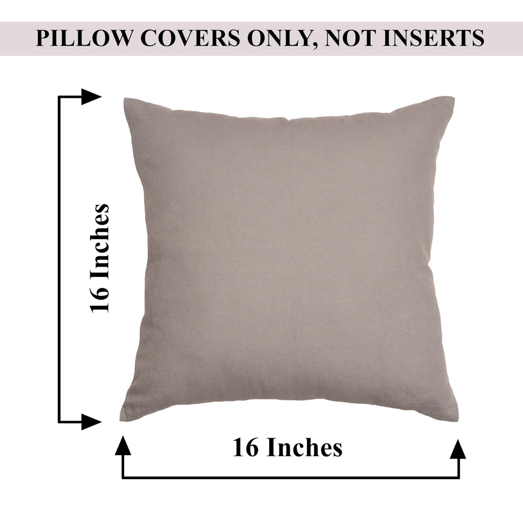 Rely+ Cotton Throw Pillow Covers 16X16 Inchs Set Of 2 Gray Decorative Zippered Cases For Couch Bedroom Sofa Farmhouse Living Roo